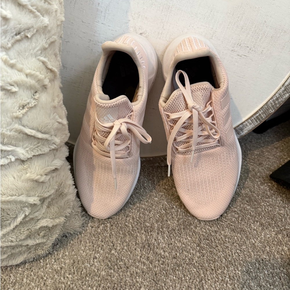 adidas Women's Light Pink Knit Lace-Up Sneakers